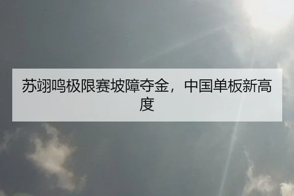 苏翊鸣极限赛坡障夺金，中国单板新高度